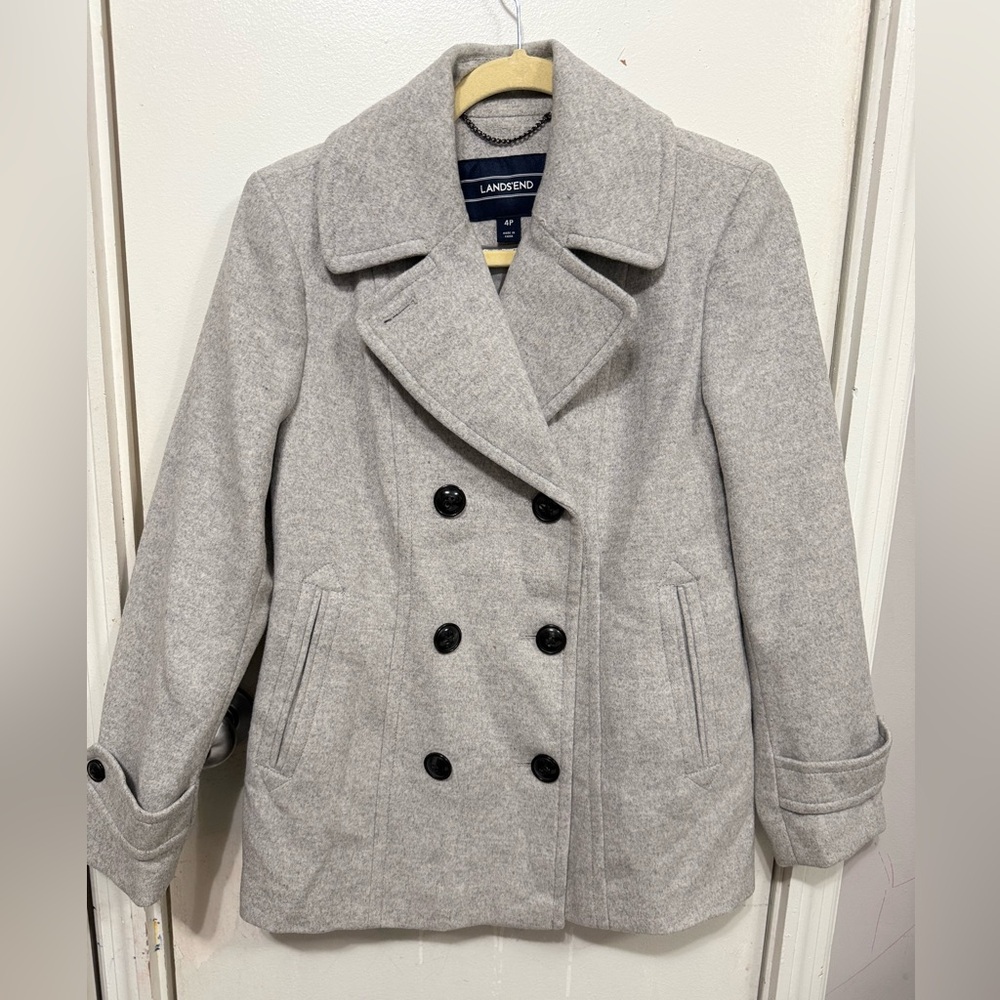Lands' End Women's Light Gray Peacoat